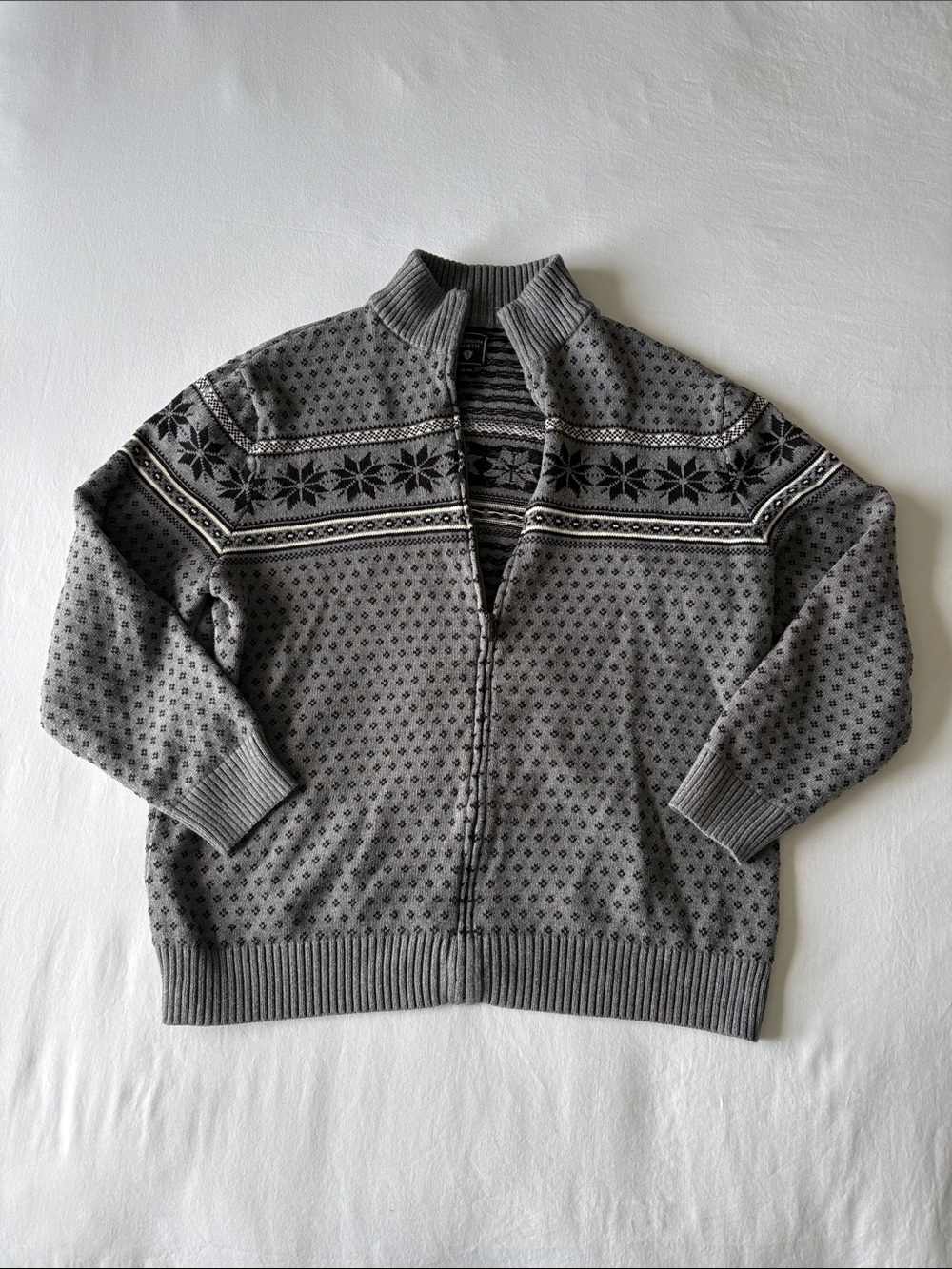 Hudson Jeans Gray Nordic Zip-Up Sweater